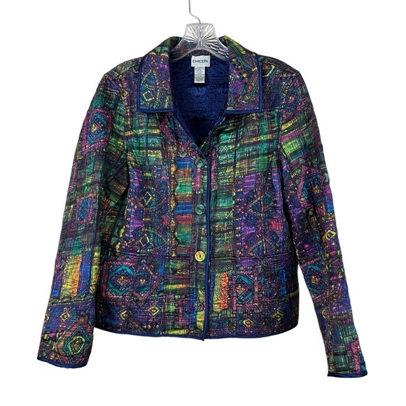 Chicos Quilted Button Up Reversible Lightweight Jacket - Picture 8 of 13